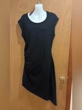 NWT Lascana Black Asymmetrical Dress Scoop Neck Size 8 Medium Date Night
